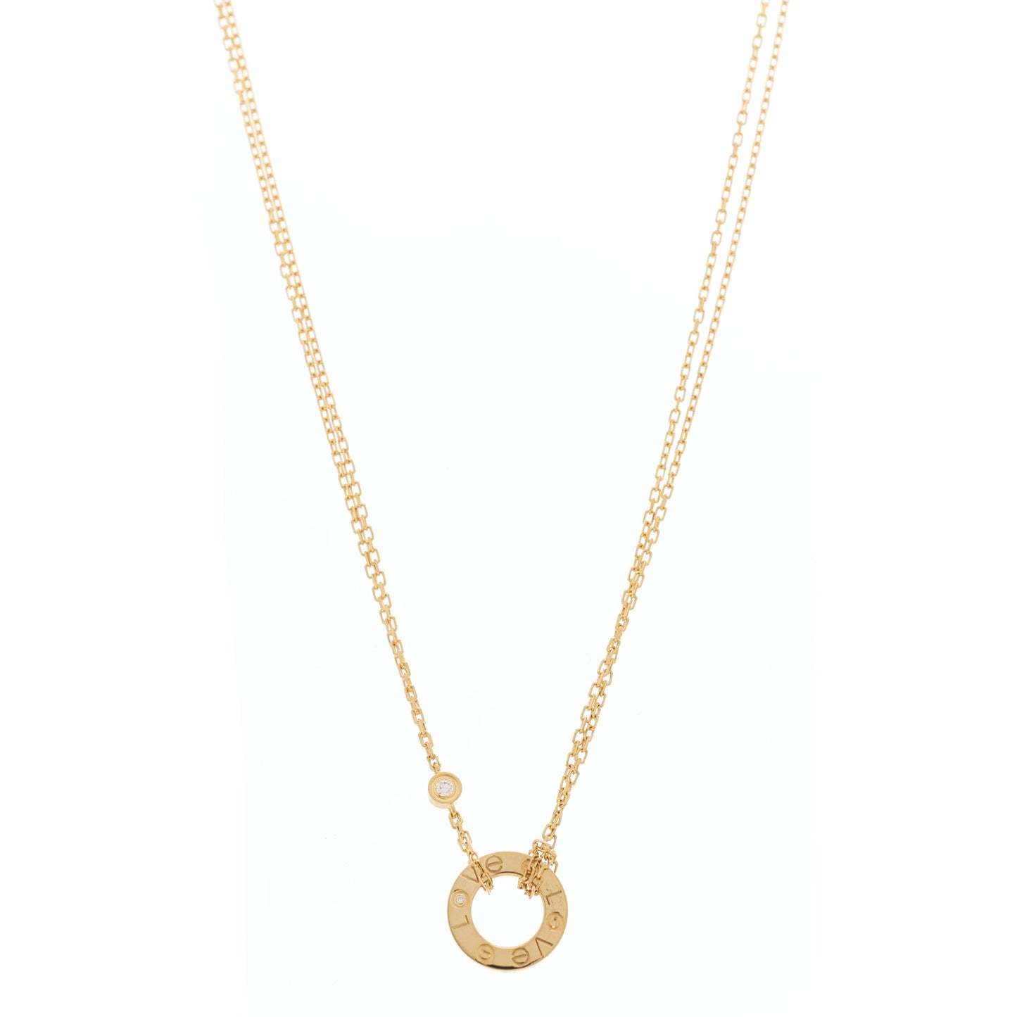 18K Yellow Gold 2 Diamond LOVE Necklace