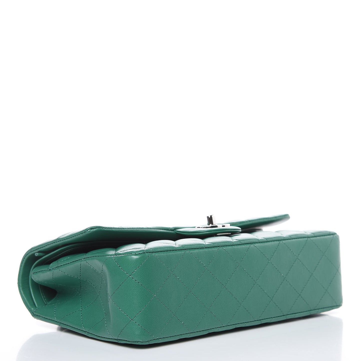 Lambskin Quilted Medium Double Flap Green