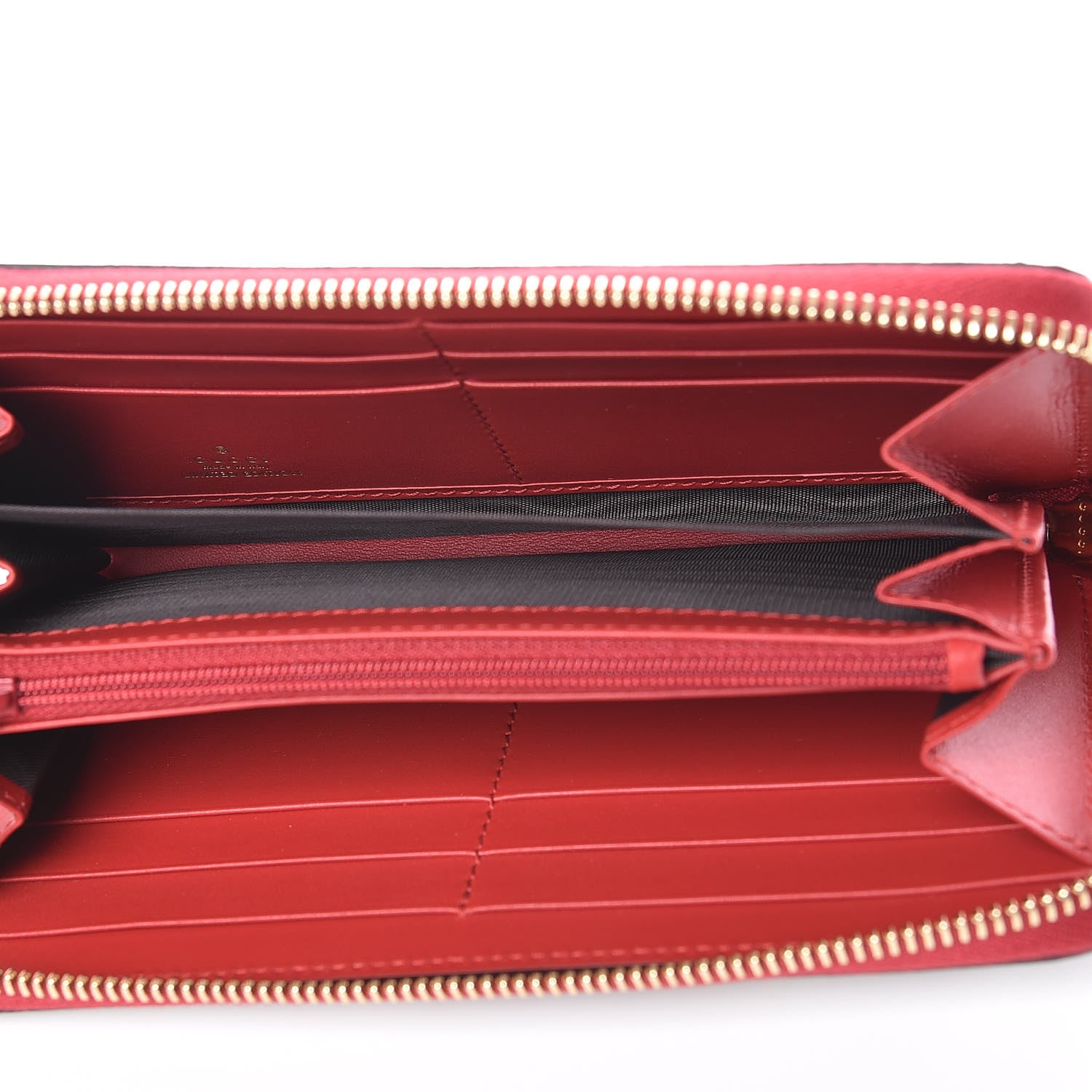 Gucci GG Supreme Monogram Kingsnake Heart Embroidered Zip Around Wallet Red 5 of 8