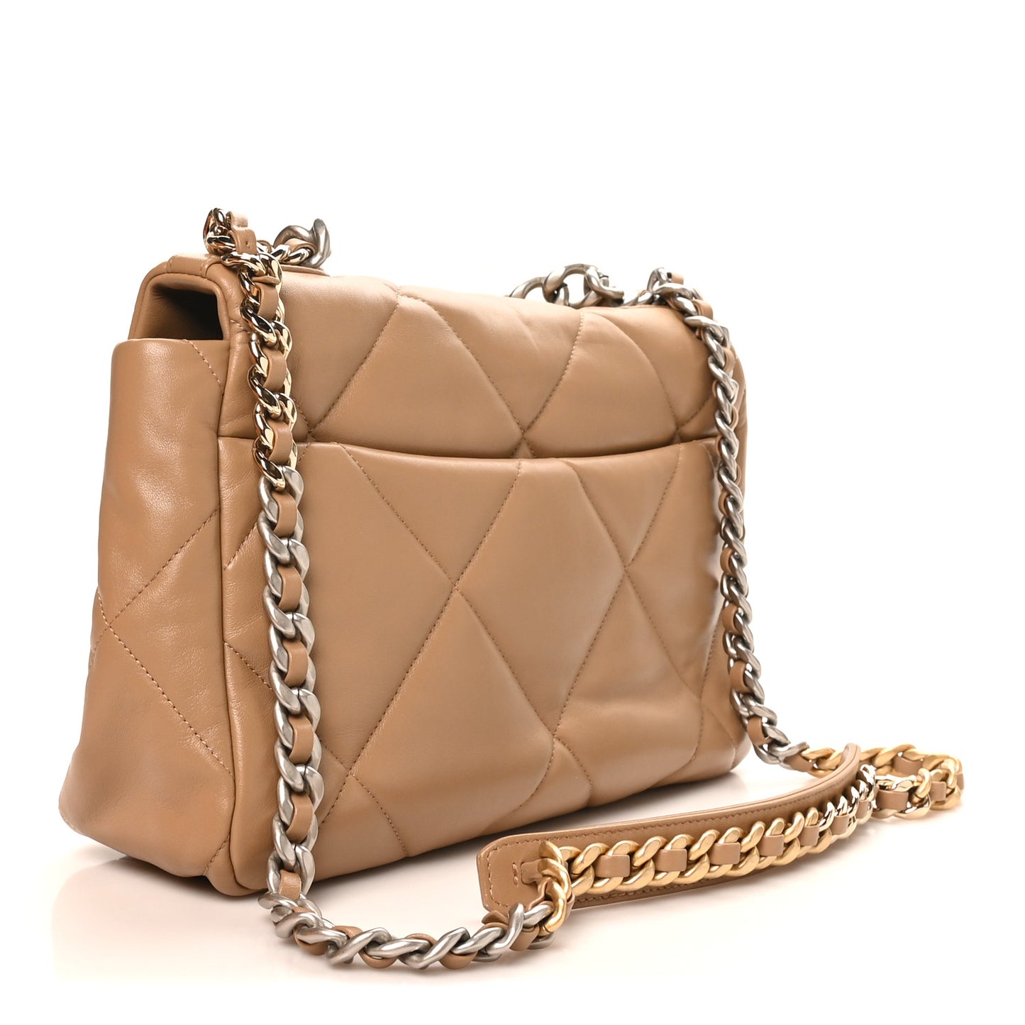 Lambskin Quilted Large Chanel 19 Flap Beige