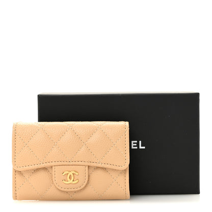 Chanel Caviar Quilted Flap Card Holder Wallet Beige 9 of 9