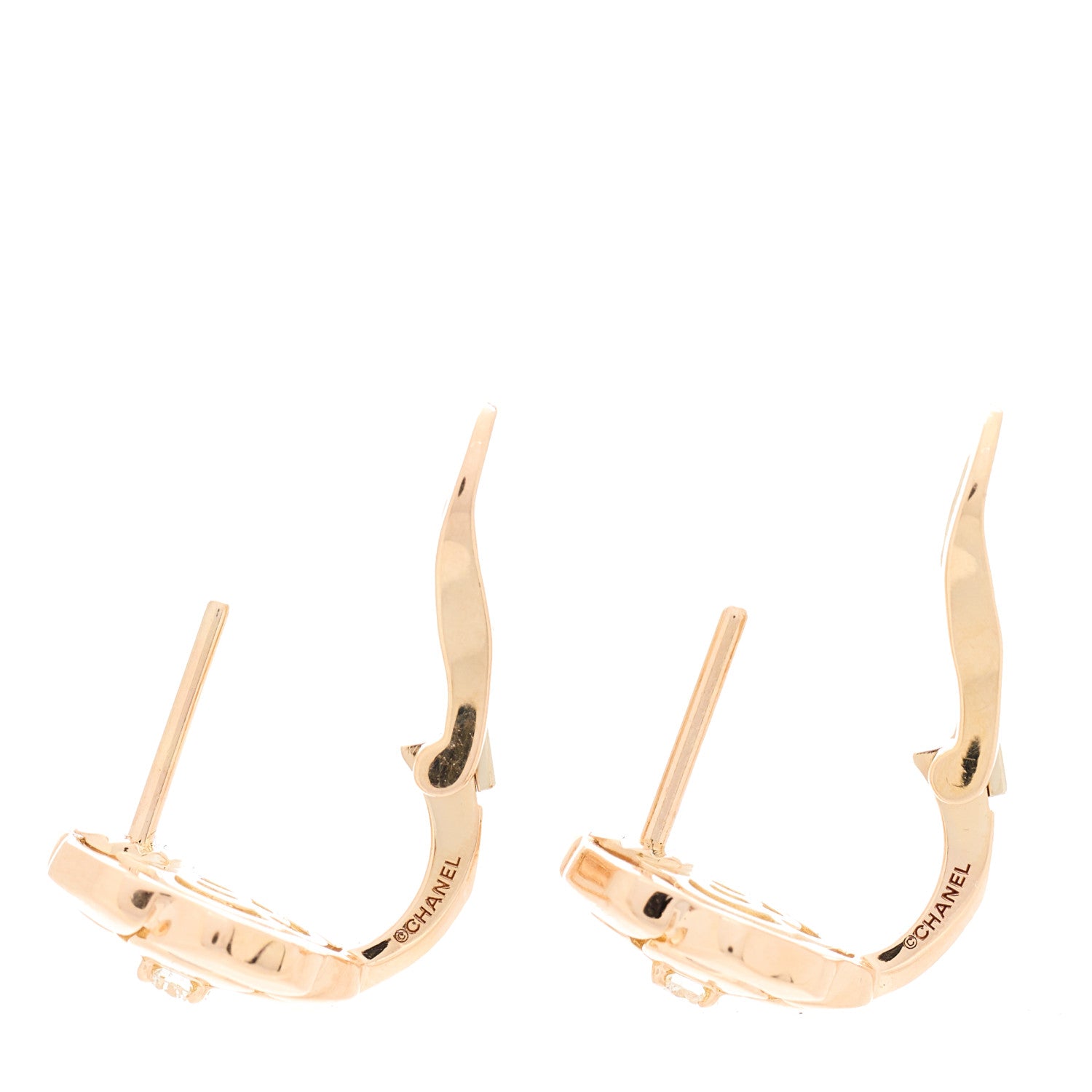 Chanel 18K Rose Gold Diamond Extrait de Camelia Earrings 3 of 5
