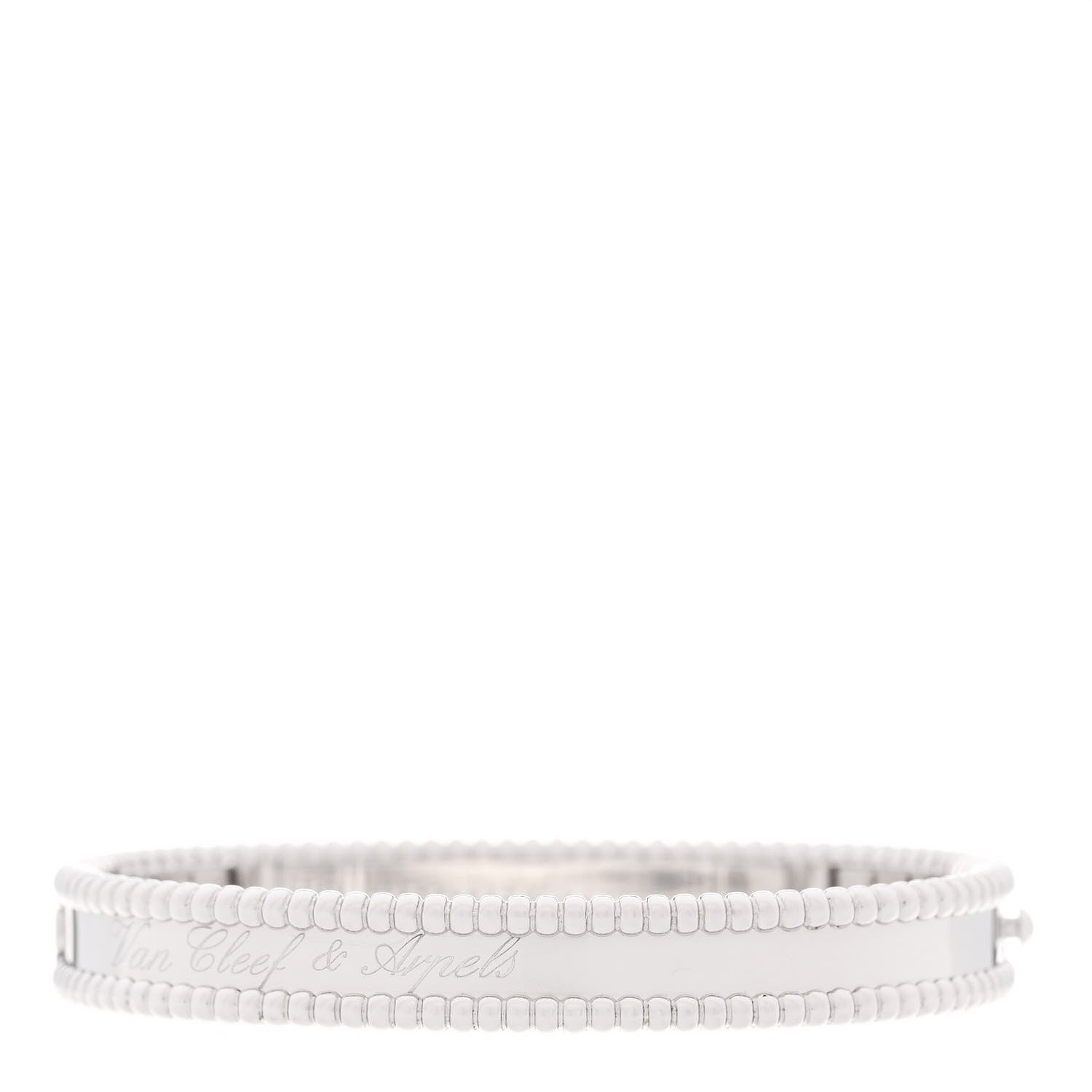 Van Cleef & Arpels 18K White Gold Perlee Signature Bangle Bracelet S 2 of 3