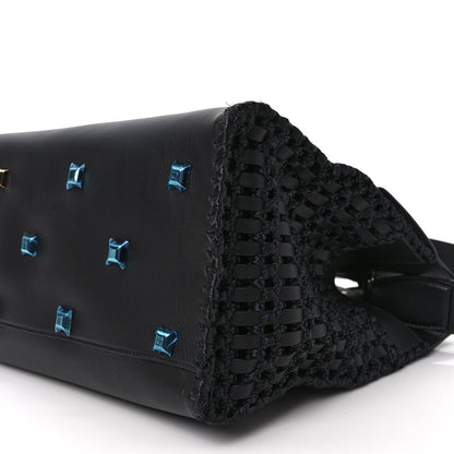 Salvatore Ferragamo Calfskin Woven Small Studio Top Handle Bag Black 10 of 11