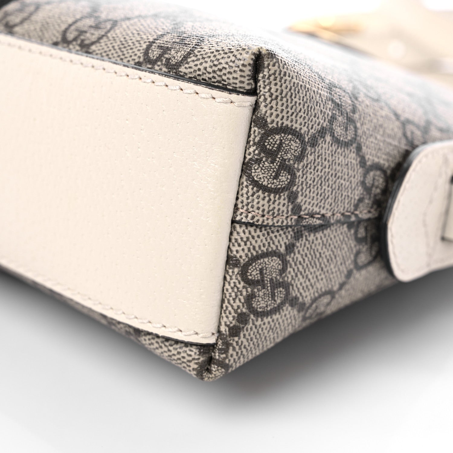 Gucci GG Supreme Monogram Textured Dollar Calfskin Web Small Ophidia Dome Shoulder Bag Beige Ebony Mystic White 9 of 9