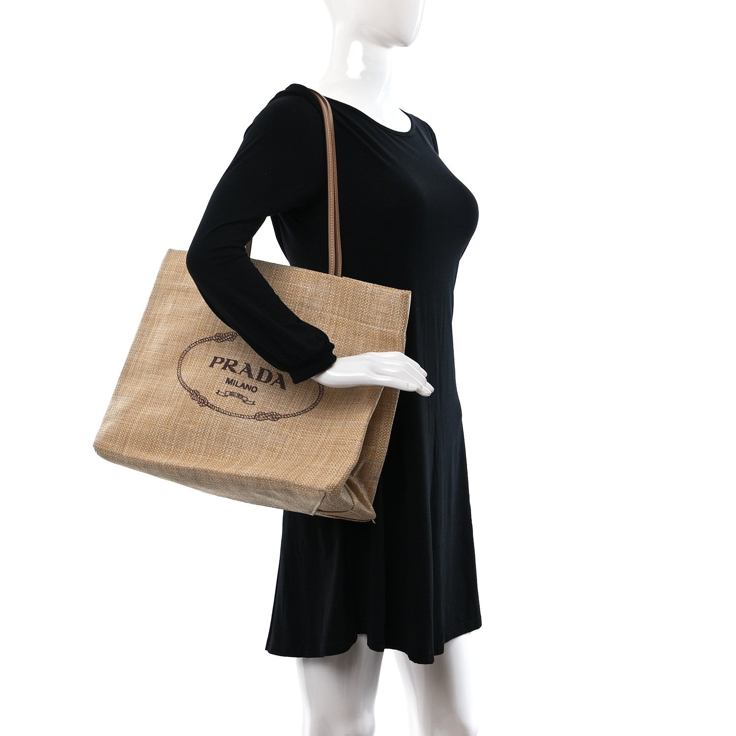 Prada Raffia Logo Tote Naturale 2 of 9