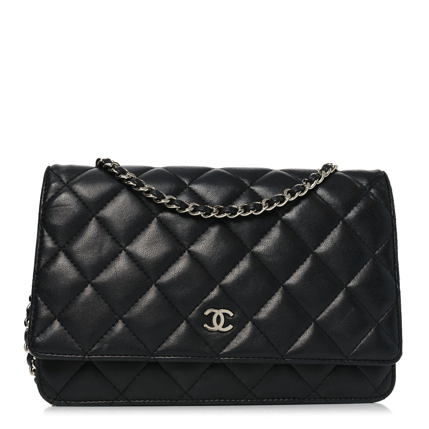 Chanel Lambskin Quilted Wallet On Chain WOC Black 1 of 12