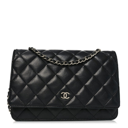 Chanel Lambskin Quilted Wallet On Chain WOC Black 1 of 12