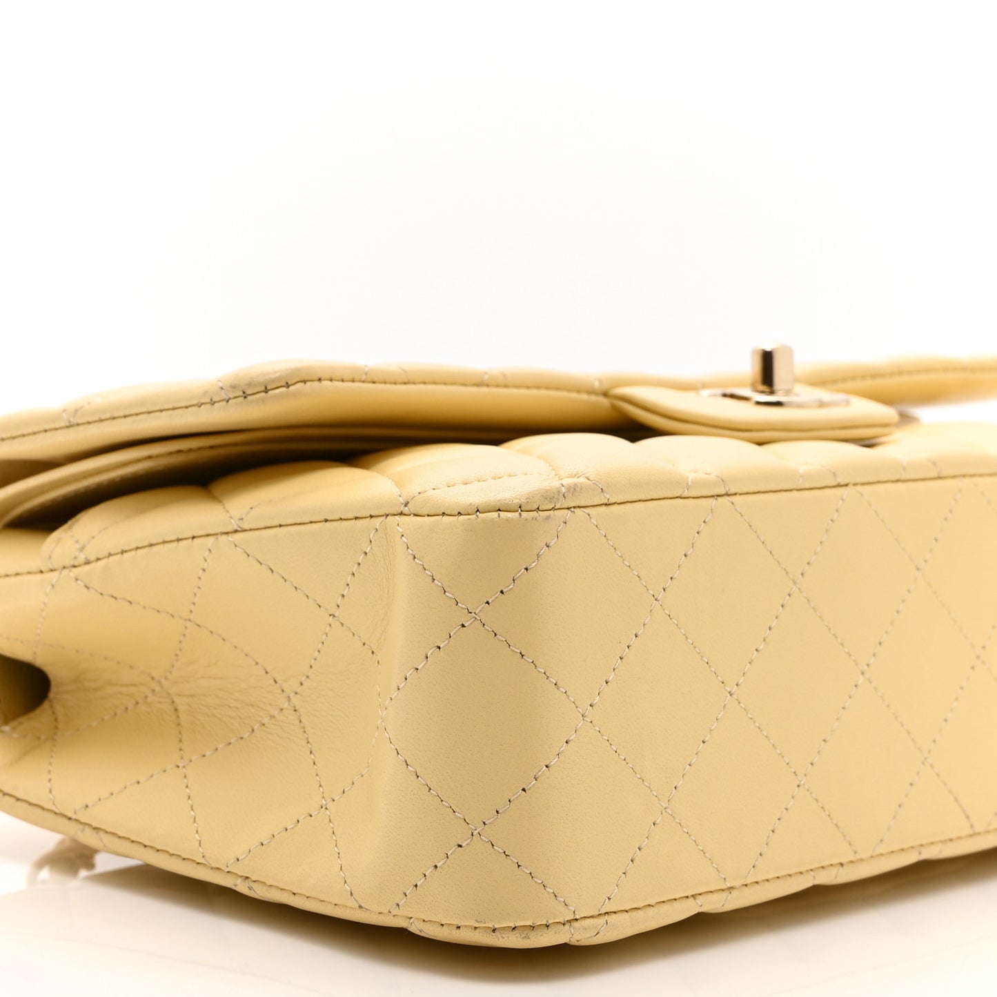 Lambskin Quilted Medium Double Flap Yellow