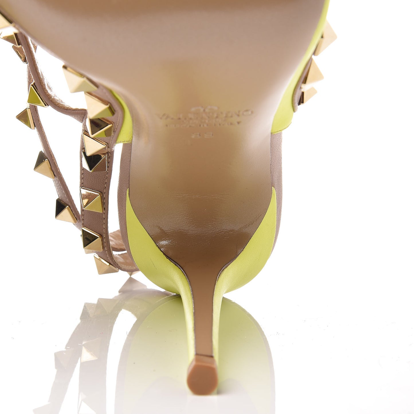 Nappa Rockstud Ankle Strap 100mm Pumps 39 Naples 39 Yellow Poudre