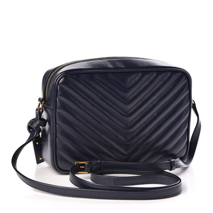Saint Laurent Calfskin Matelasse Lou Camera Bag Navy 2 of 12