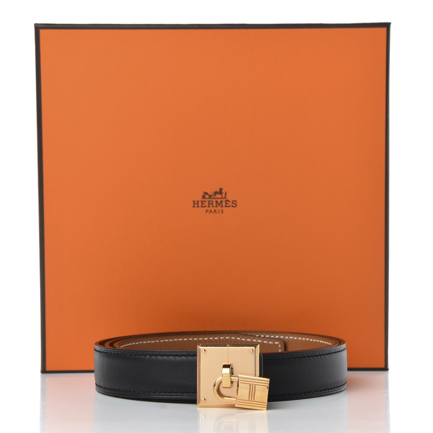 Hermes Epsom Swift 24mm Tresor Belt 85 Black Gold 5 of 5