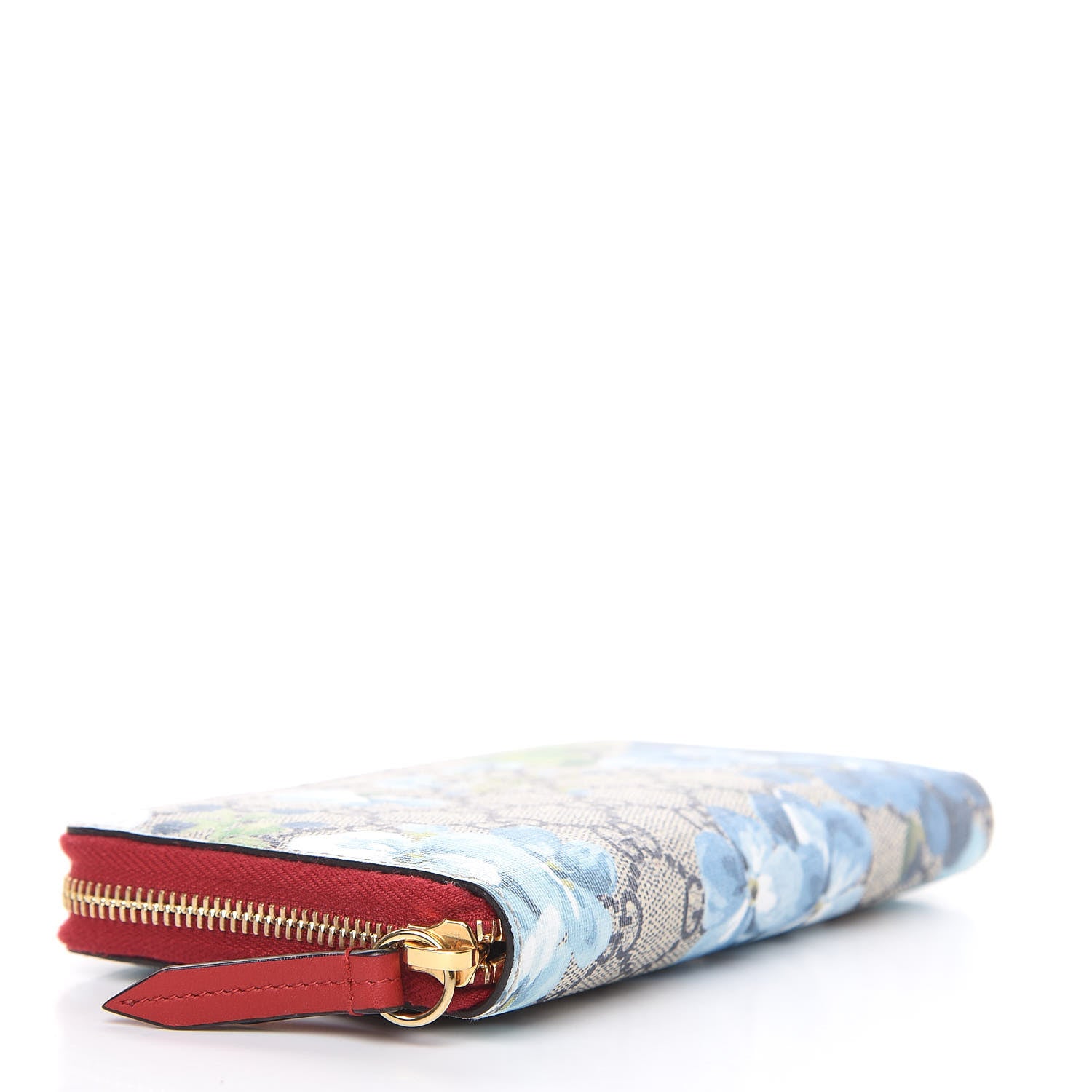 Gucci GG Supreme Monogram Blooms Zip Around Wallet Blue Red 4 of 13