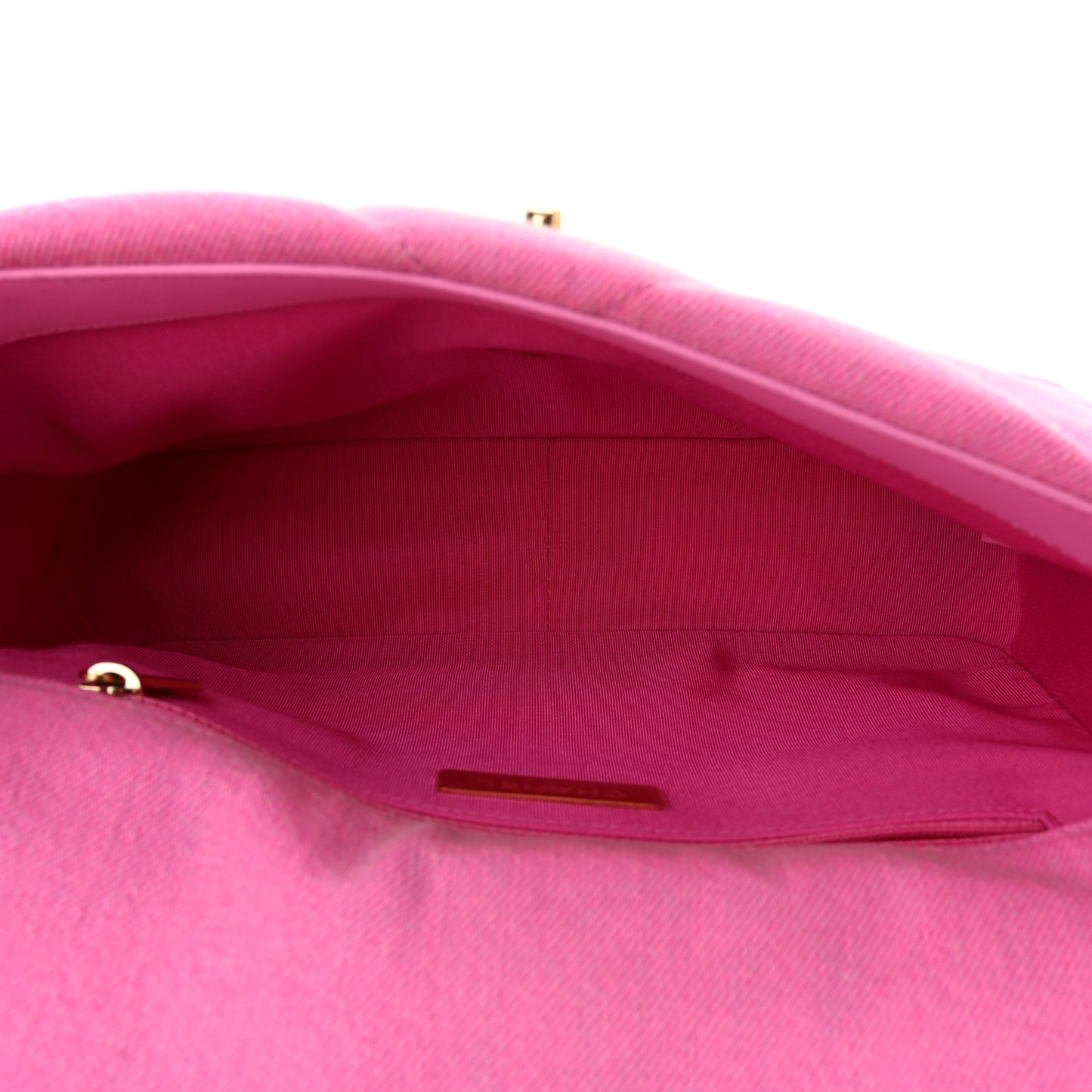 Denim Quilted Medium Chanel 19 Flap Neon Pink