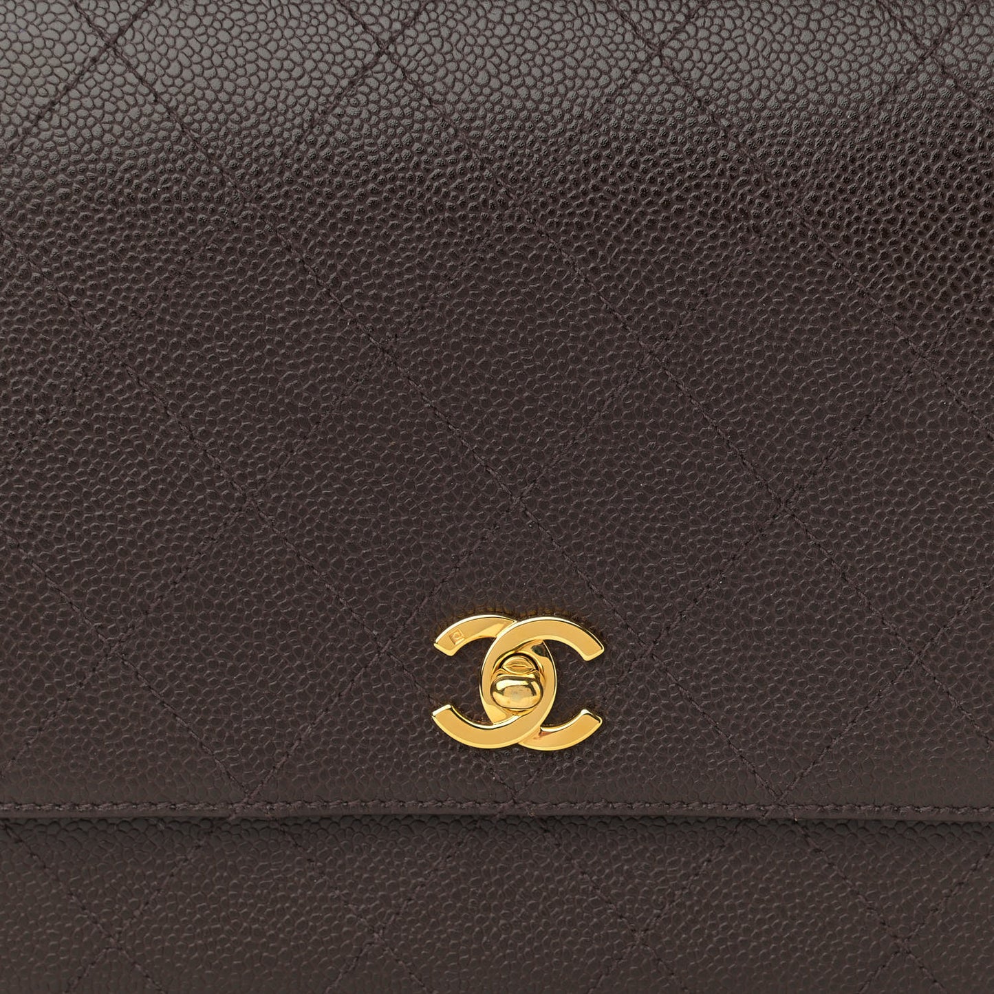 Caviar Flap Shoulder Bag Brown