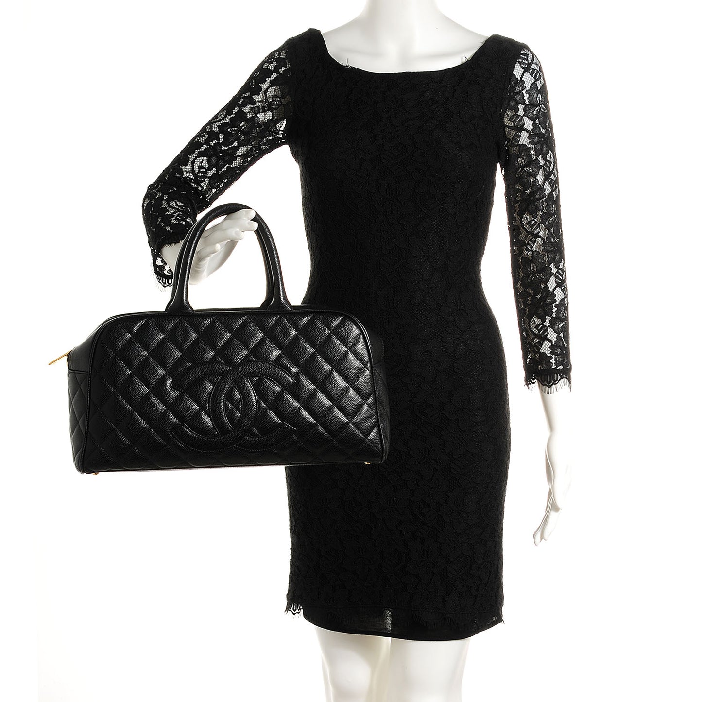 Caviar Quilted Bowler Black