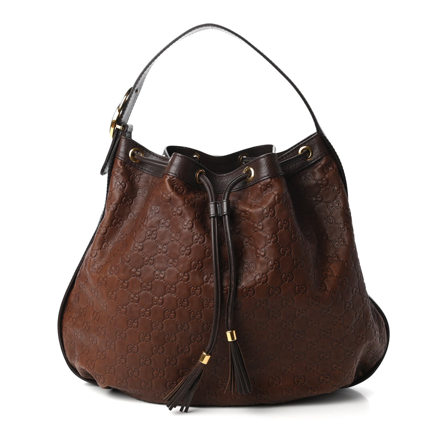 Guccissima Medium Interlocking Icon Shoulder Bag Dark Brown