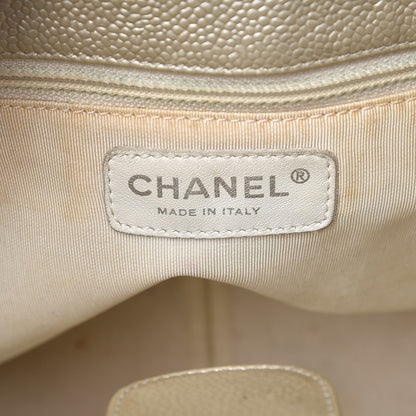 Chanel Metallic Caviar Quilted Petit Shopping Tote PST Pearl 6 of 12