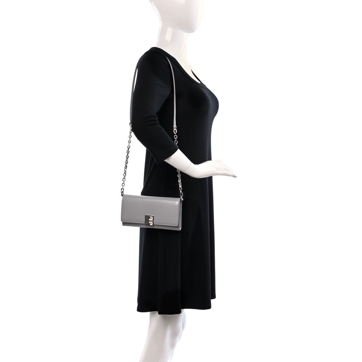 Givenchy Calfskin 4G Wallet on Chain Cloud Grey 2 of 8