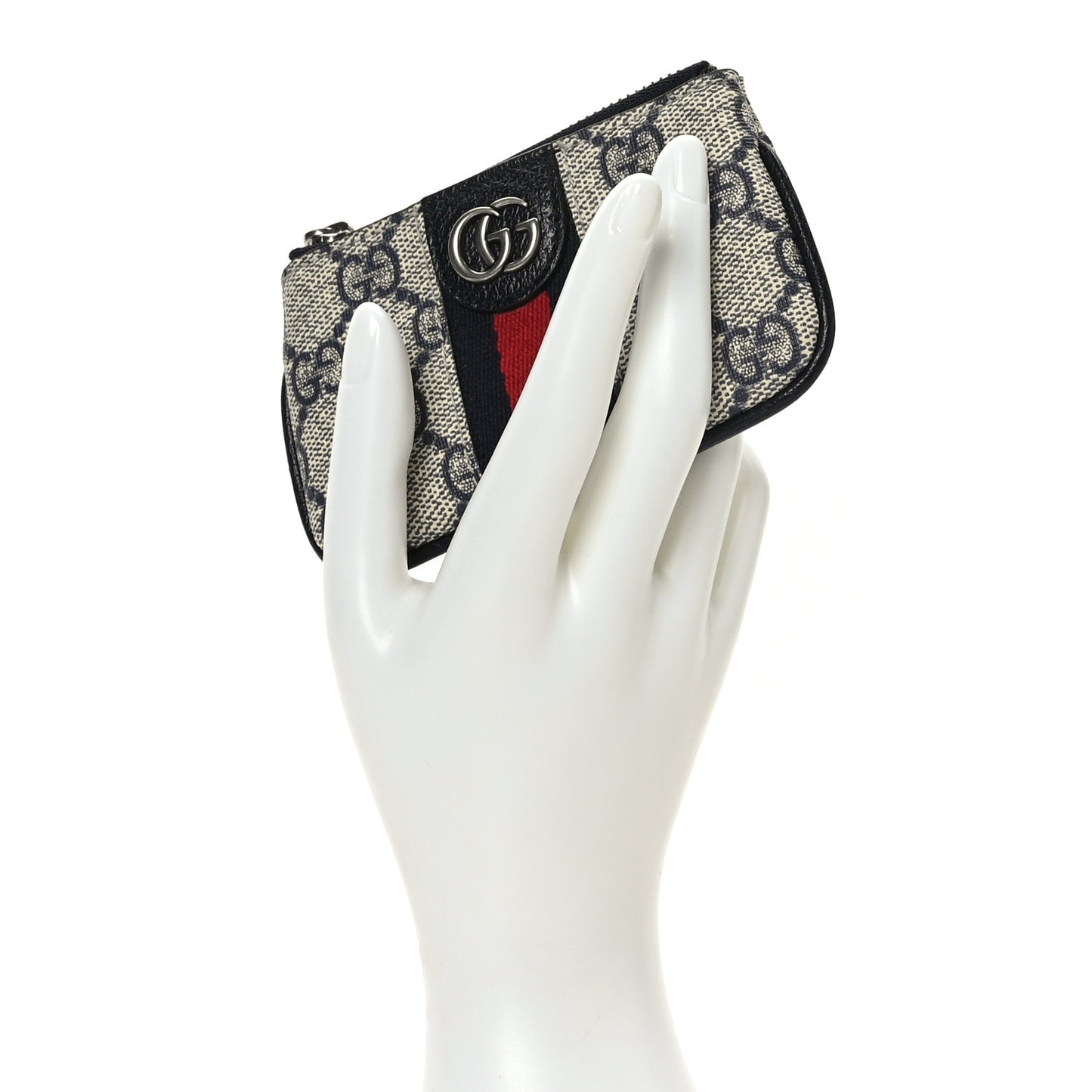 GG Supreme Monogram Web Ophidia Key Case Beige Blue