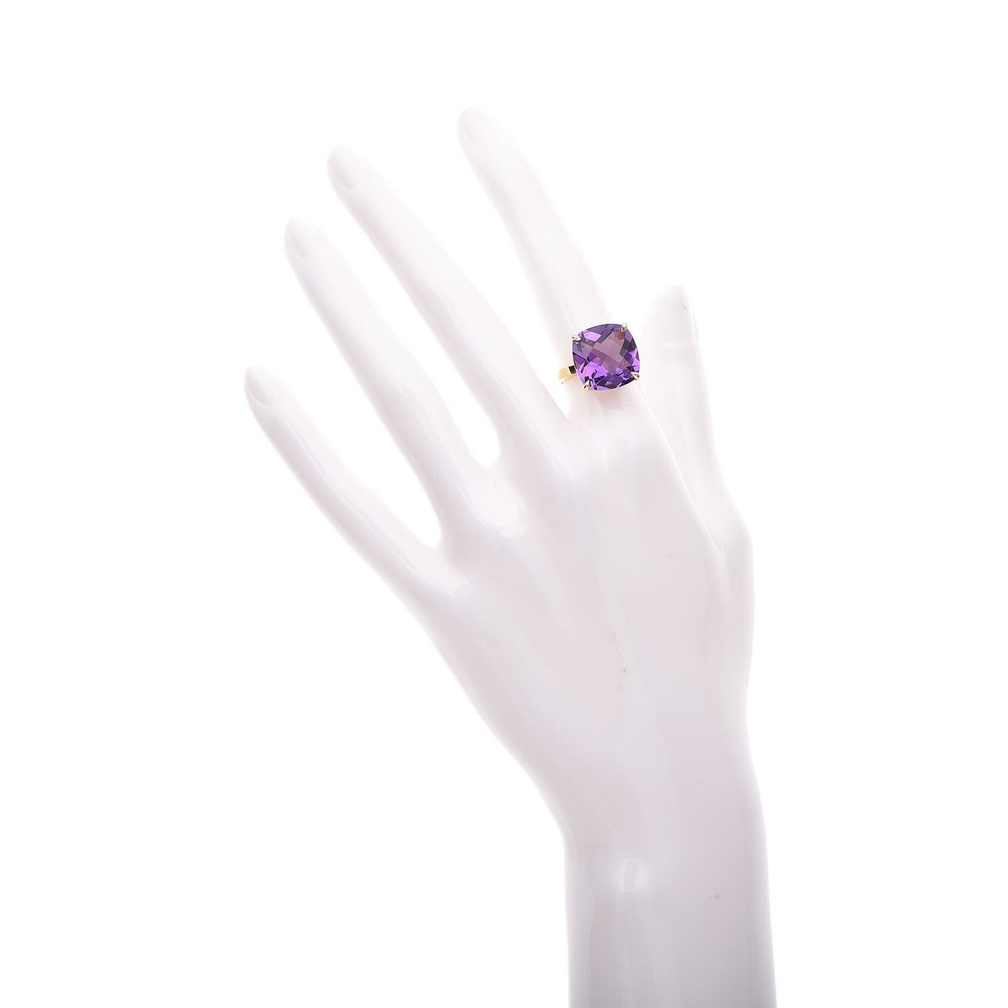 18K Yellow Gold Amethyst Sparklers Cocktail Ring 50 5.25