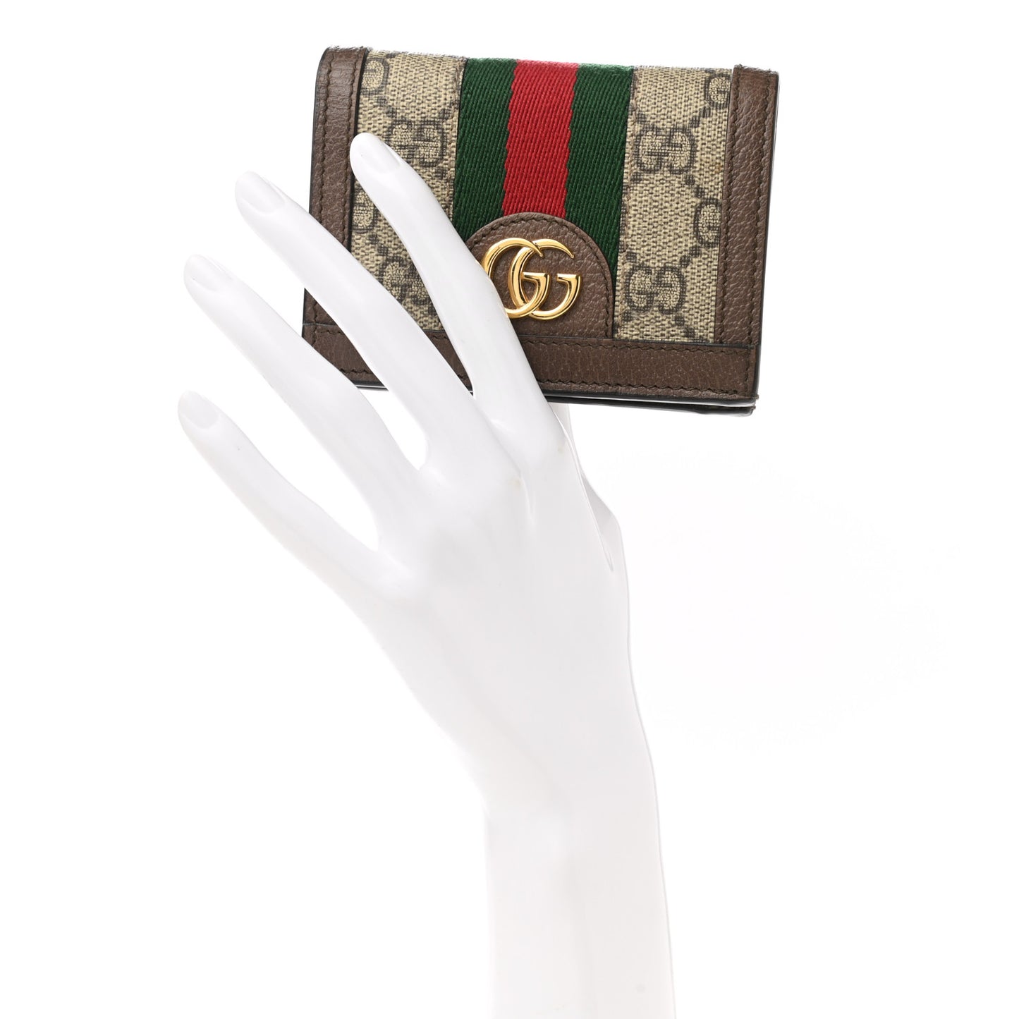 GG Supreme Monogram Web Ophidia Card Case Beige New Acero