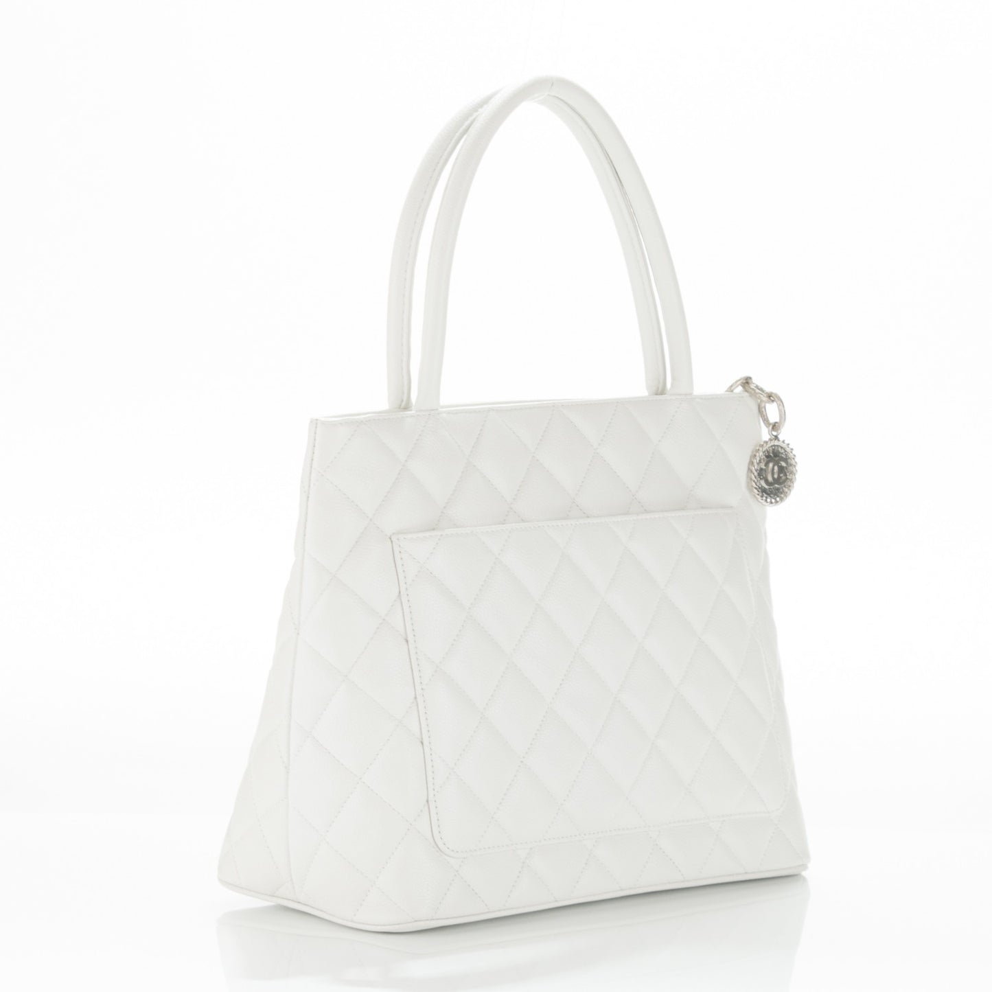 Caviar Quilted Medallion Tote White
