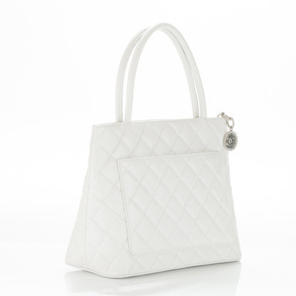 Chanel Caviar Quilted Medallion Tote White 3 of 7