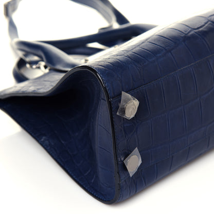 Jimmy Choo Crocodile Embossed Calfskin Riley Tote Steel Blue 8 of 12