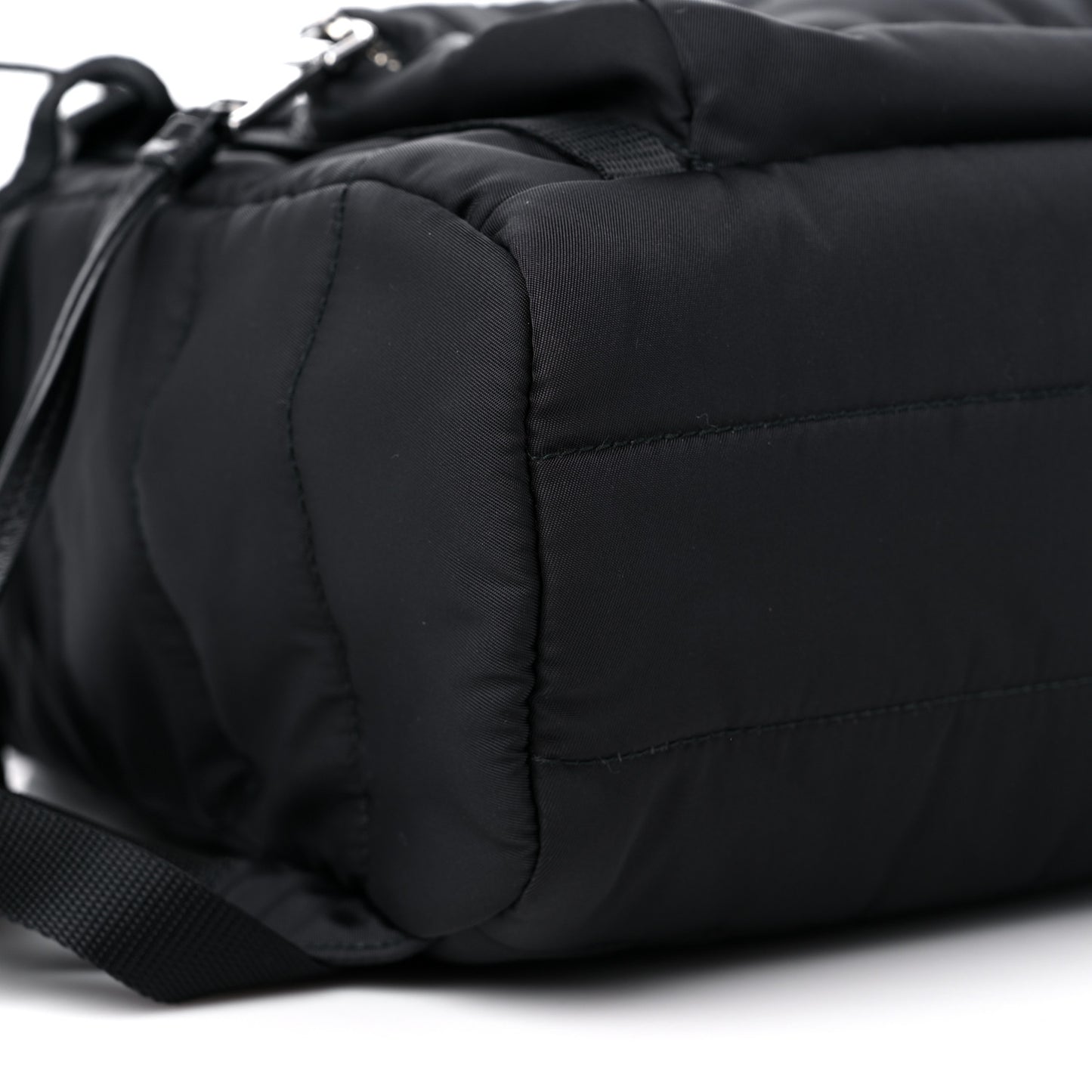 Tessuto Nylon Quilted Double Buckle Backpack Black