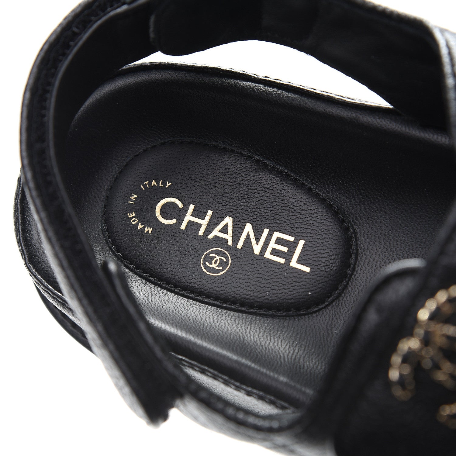 Chanel Grained Calfskin Velcro Dad Sandals 38 Black 6 of 9