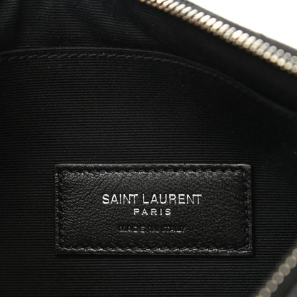Saint Laurent Grain De Poudre Chevron Monogram Bill Pouch Black 7 of 8