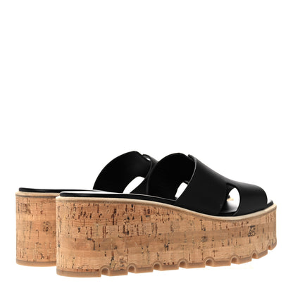 Hermes Calfskin Cork Eze 30 Sandals 37 Black 4 of 8