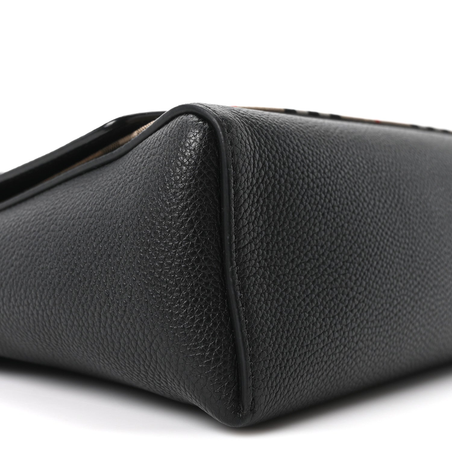 BURBERRY ブラック レザー ケース Burberry Coated Canvas Calfskin Vintage Check Medium Note