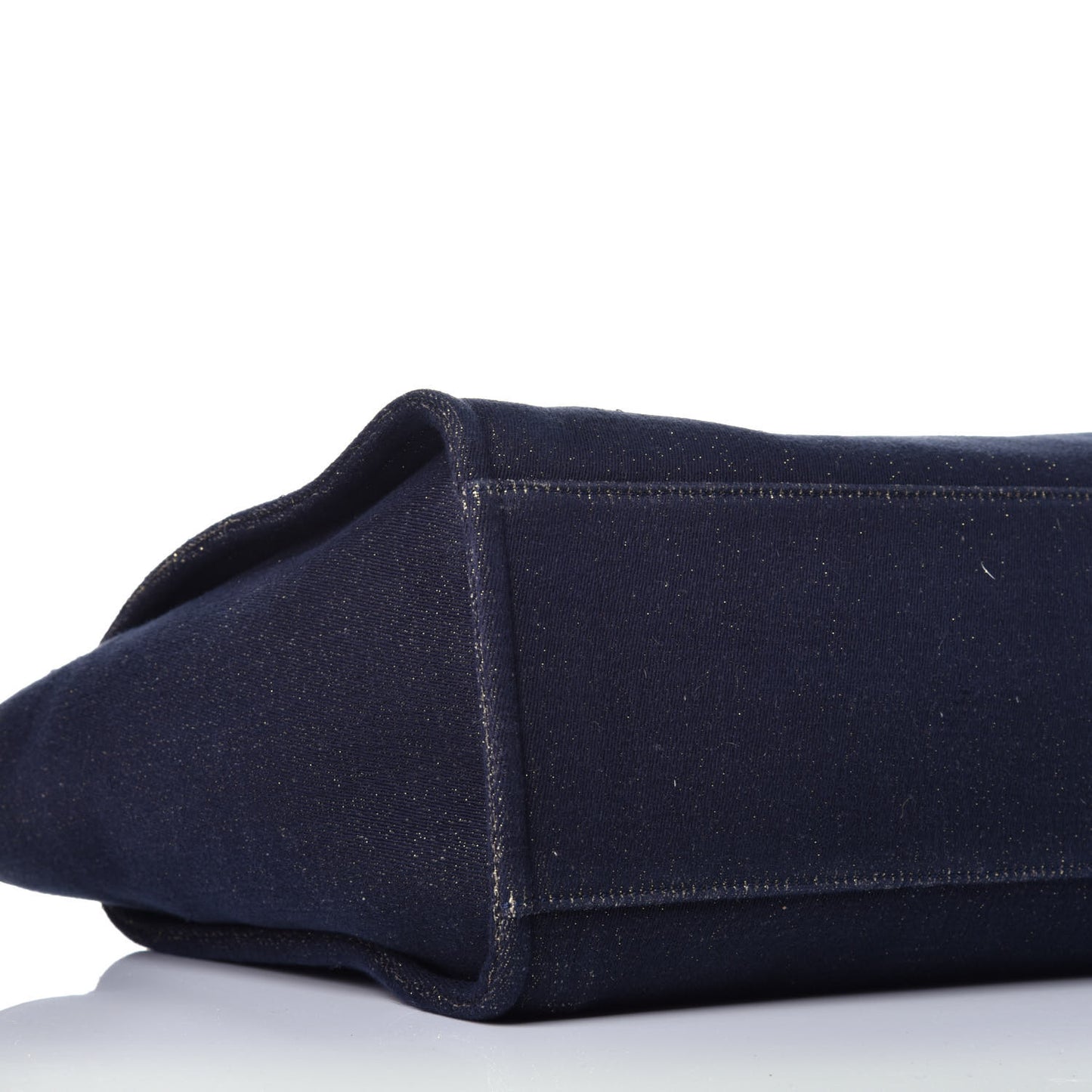 Lurex Canvas Medium Deauville Tote Navy Blue Gold