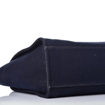 Chanel Lurex Canvas Medium Deauville Tote Navy Blue Gold 9 of 10