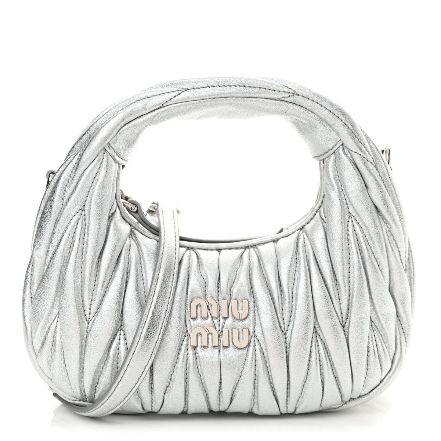 Metallic Nappa Matelasse Mini Wander Hobo Cromo