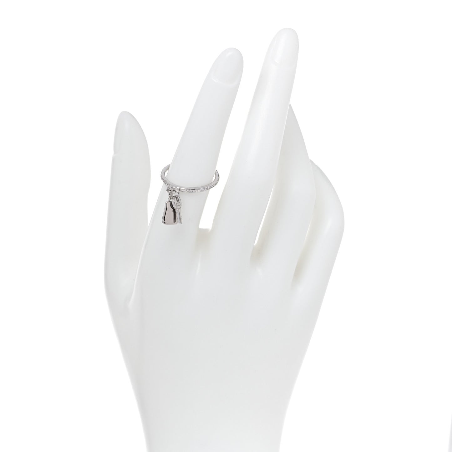 18K White Gold Diamond Kelly Clochette Ring 54 7