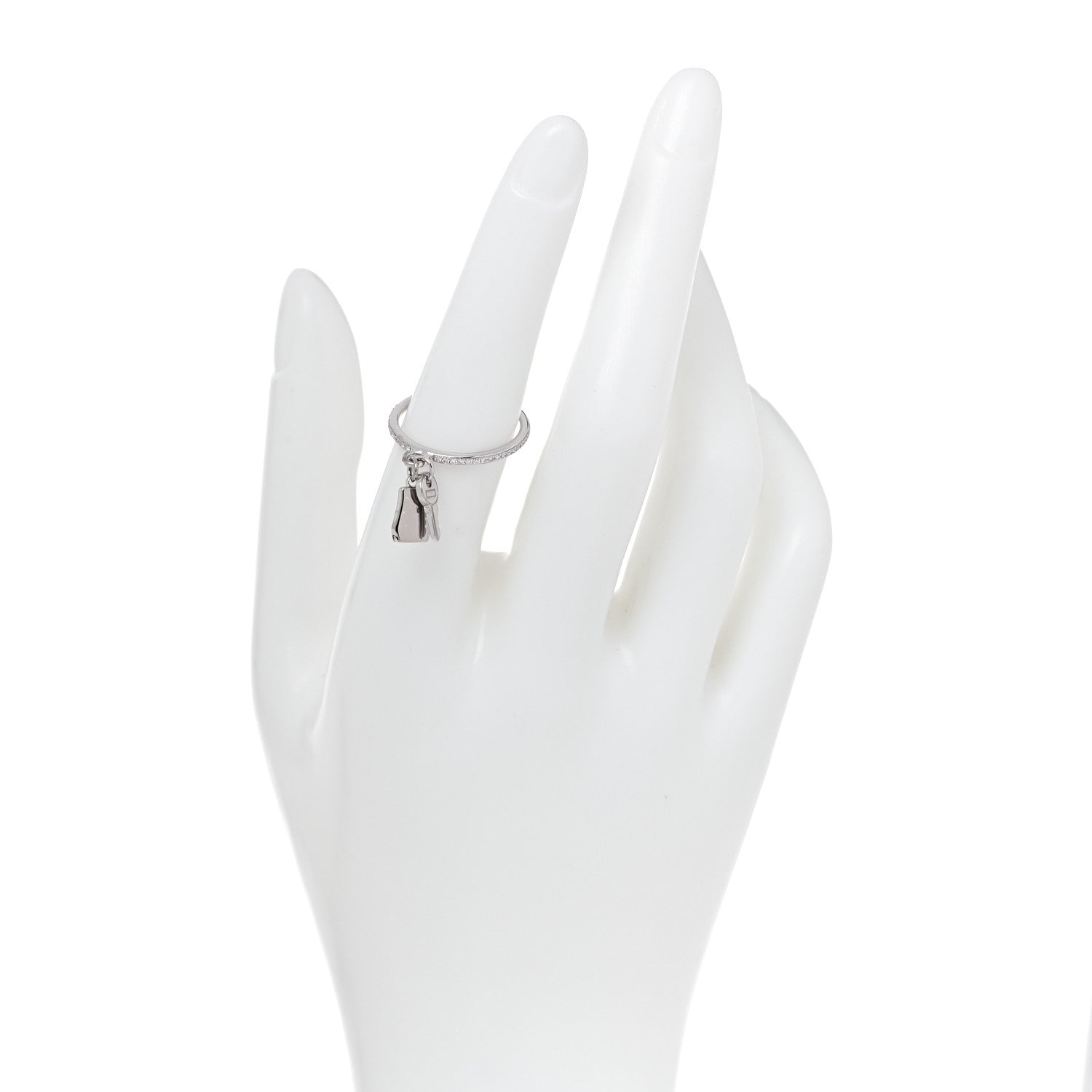 Hermes 18K White Gold Diamond Kelly Clochette Ring 54 7 3 of 7