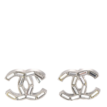 Chanel Baguette Crystal CC Earrings Silver 1 of 5