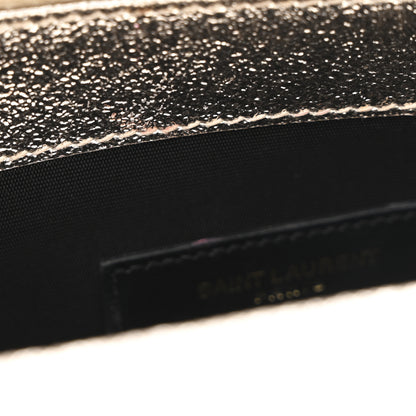 Saint Laurent Metallic Crackled Calfskin Matelasse Chevron Monogram Envelope Chain Wallet Gold 12 of 13