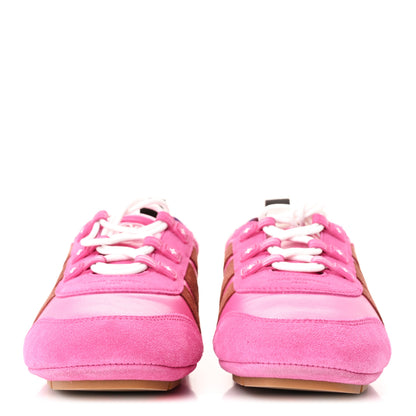 Louis Vuitton Suede Calfskin LV Sneakerina Sneakers 38 Fuchsia Pink 3 of 12