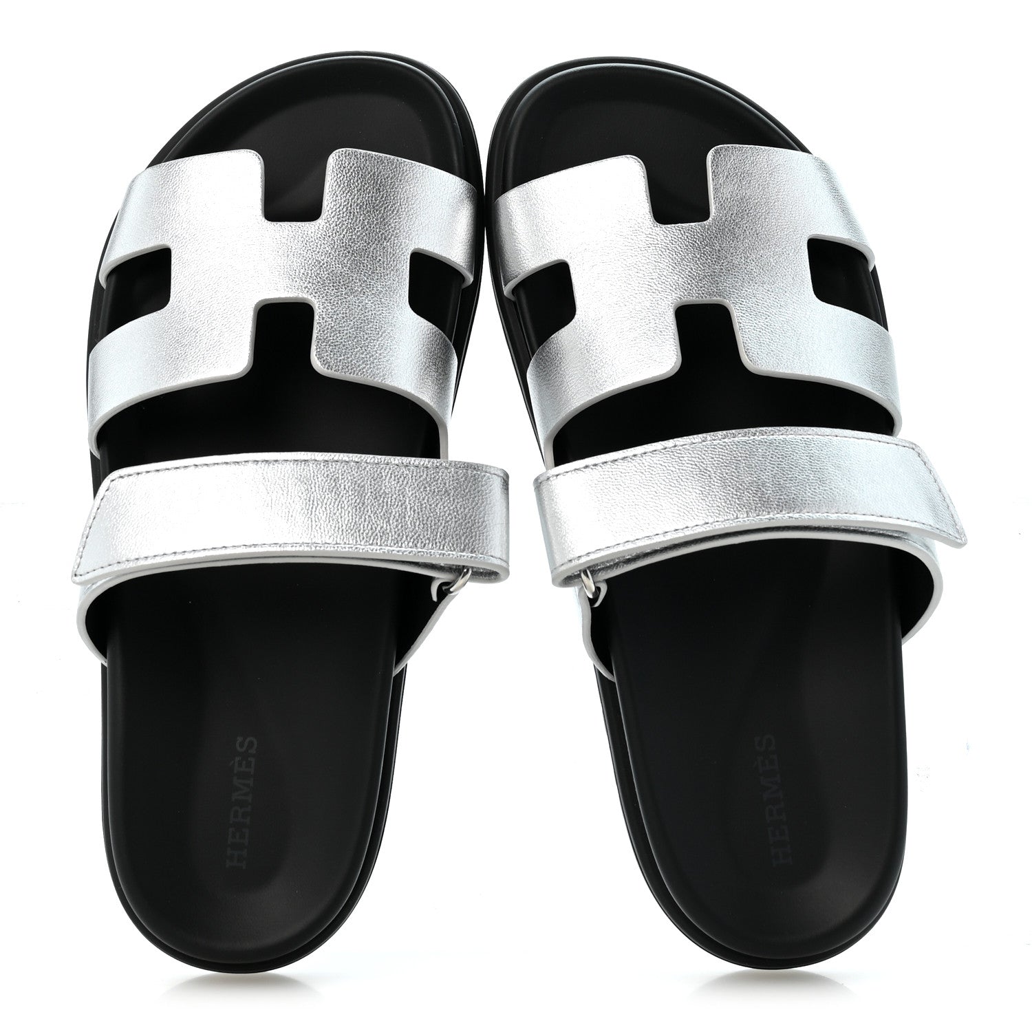 Hermes Metallic Goatskin Womens Chypre Sandals 38 Argent 2 of 10