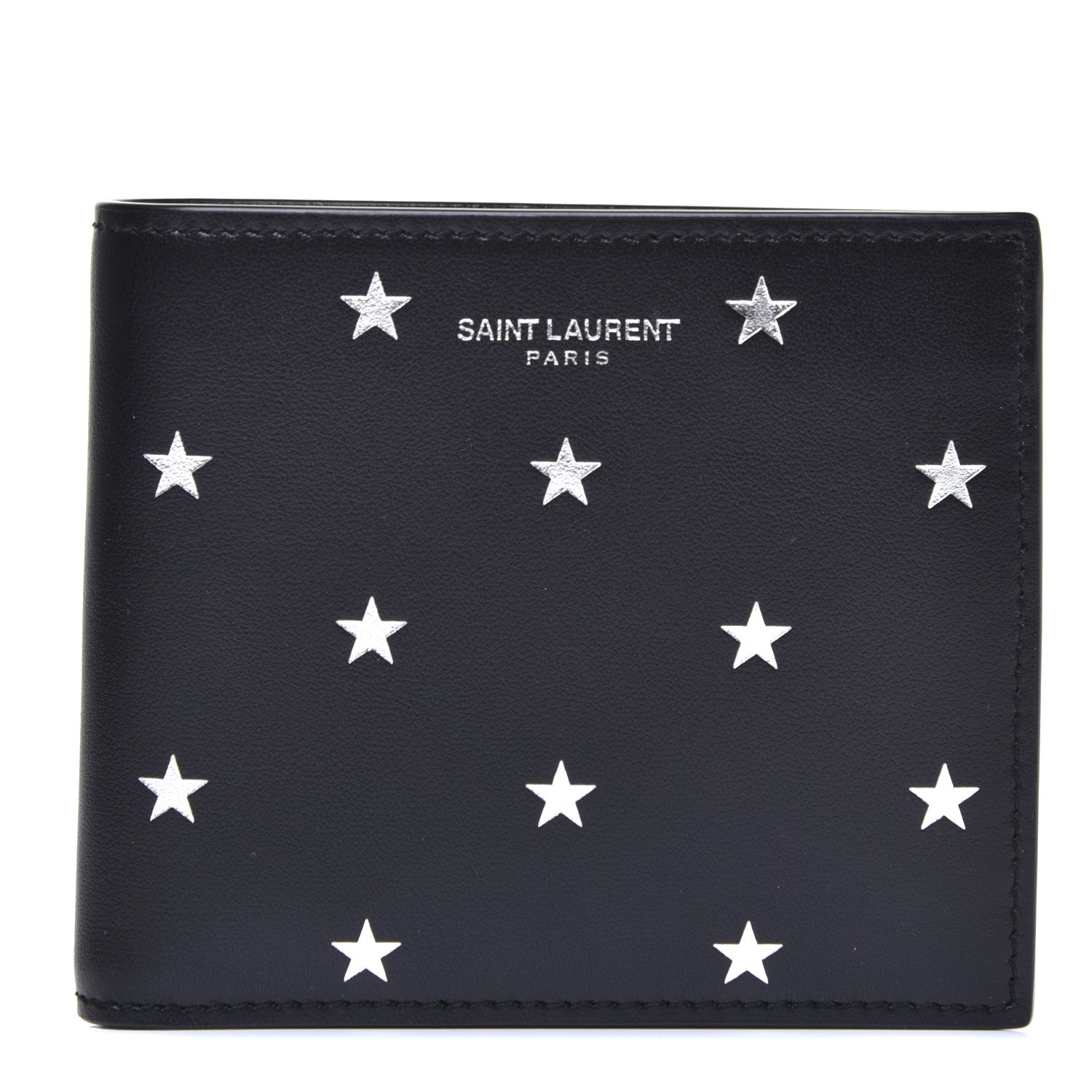 Saint Laurent Calfskin Star Print Bi-Fold Wallet Black 1 of 7