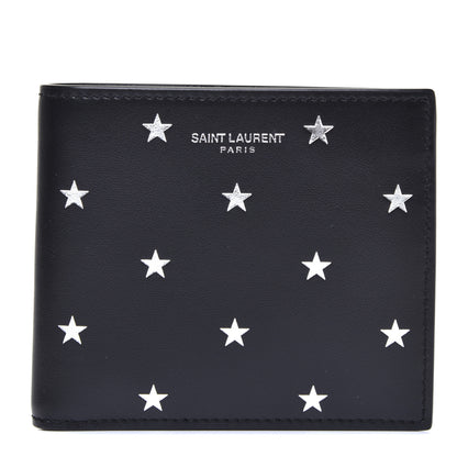 Saint Laurent Calfskin Star Print Bi-Fold Wallet Black 1 of 7