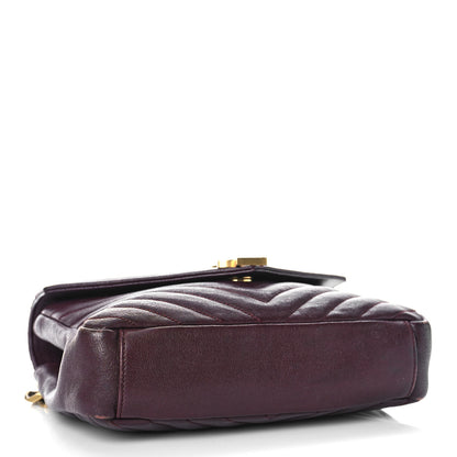 Saint Laurent Sheepskin Matelasse Chevron Monogram Medium College Bag Amaranto 4 of 12