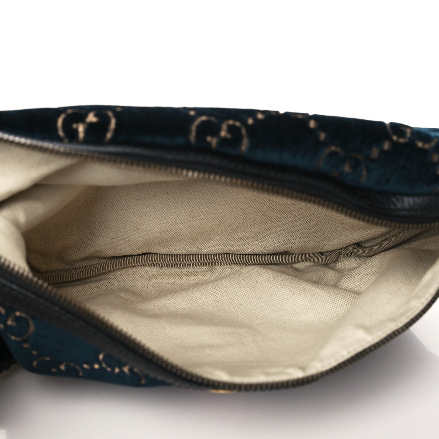 Velvet GG Monogram Web Belt Bag Blue Beige