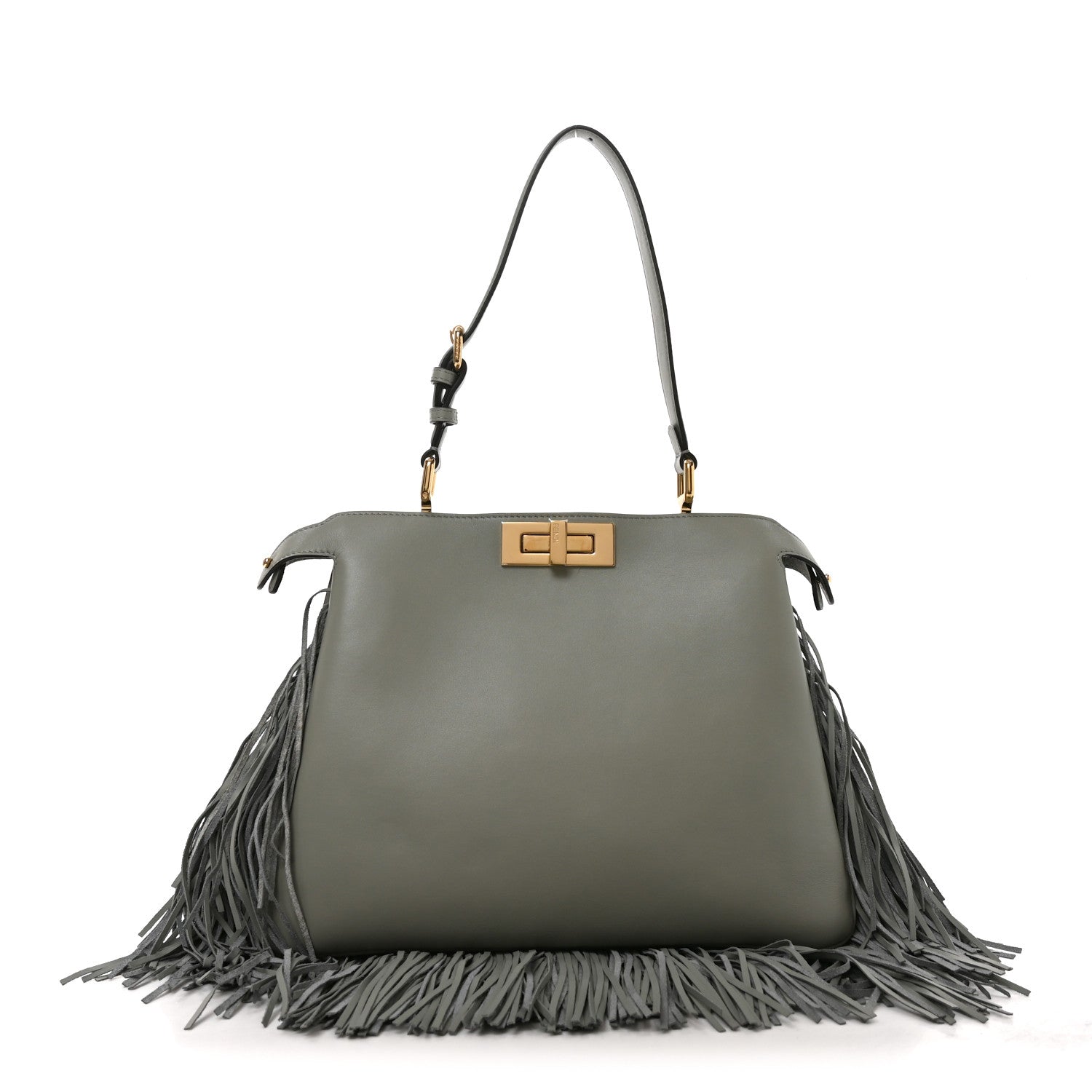 Fendi Vitello Fringe Medium Soft Peekaboo Matcha Latte 1931405