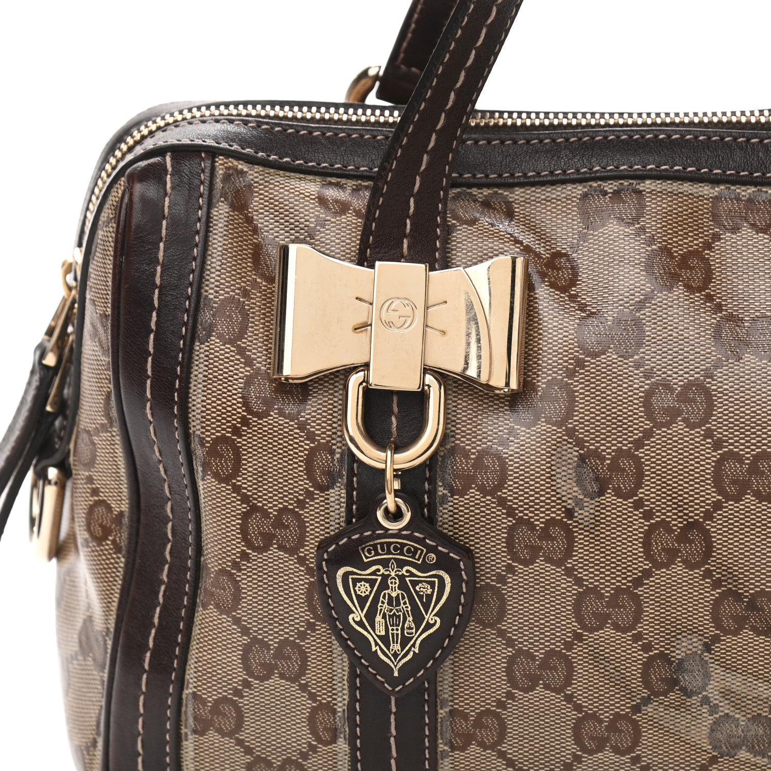 Gucci Crystal Monogram Duchessa Boston Bag Brown 7 of 12