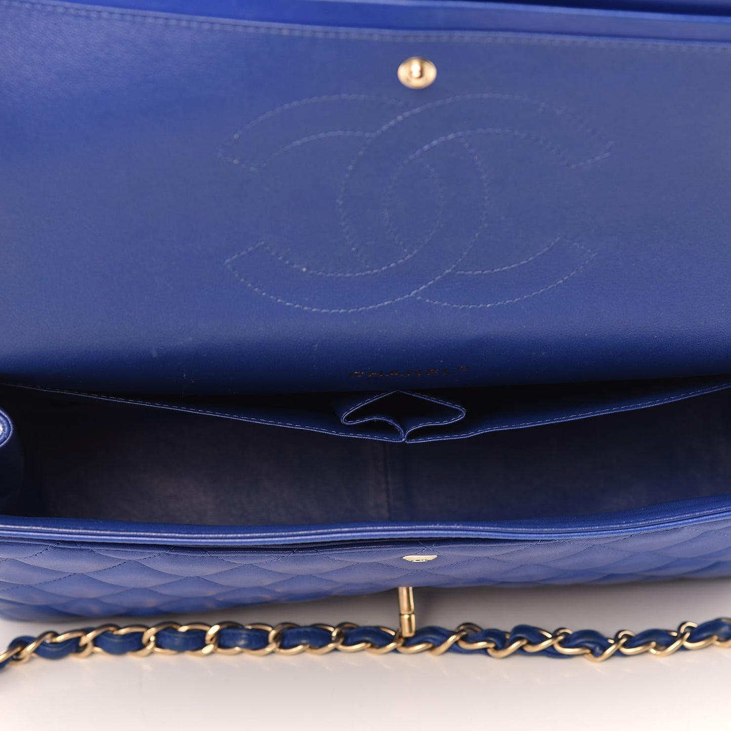 Lambskin Quilted Maxi Double Flap Blue